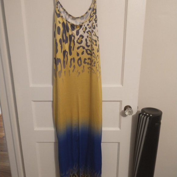 Yellow & Navy Ombré Leopard Maxi Dress - Picture 4 of 5